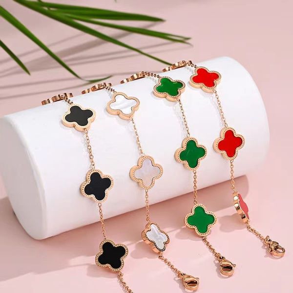 Bracciale a quattro foglie Bracciale da donna Clover Vanclef Bracciale bianco rosso blu Old Bay Charm Charm a quattro foglie Bracciale Gold Goliolo Gioielli di moda femminile