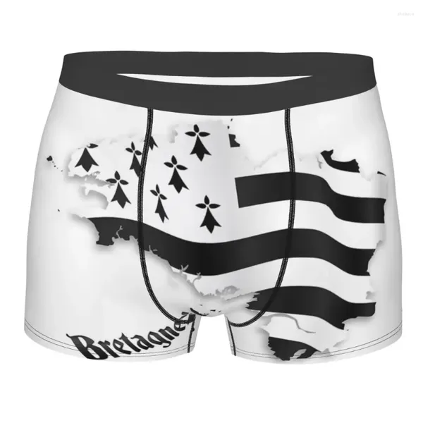 Underpants Boxer Shorts Höschen Briefs Männer Bretagne United Flagge Karte Unterwäsche Frankreich Symbol Zeichen Identität Nation atmungsaktiv