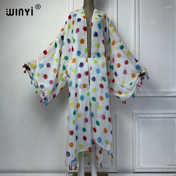 Sommer Kimono afrikanischer Boho Print Kleid Beach Kleidung Mody Strickjangel Urlaub Outfits für Frauen vertuschen Abaya