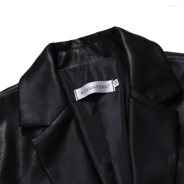 Giacche da uomo uomini Blazer 1pc Black Casual Lavaio Casualmente Single manica lunga PU Fucice in pelle elegante