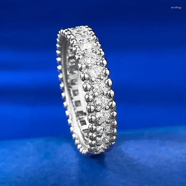 Clusterringe Charme 925 Sterling Silber High Carbon Moissanit für Frauen Verlobungsband Cocktail Party Ring Feiner Schmuck Großhandel