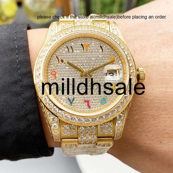 Reloj -Rollen Relojes Diamond Watch Menens Uhren Arabisch Zifferblatt Automatische mechanische Armbanduhr 41 mm Armbanduhr Saphir Edelstahlgurt wasserdichte MO