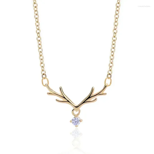 PENDANTI Versione coreana Deer Trendy Antler Necklace Donne Sterling Silsite Regalo