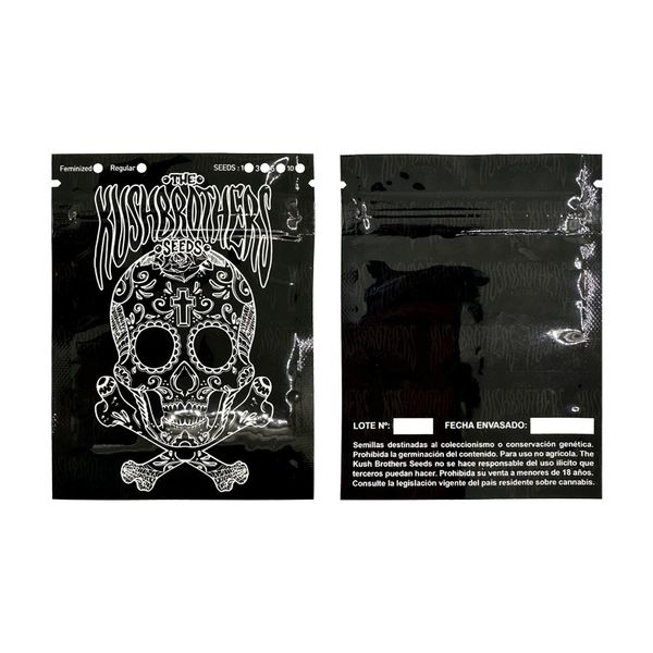 Kushbrothers Black Ziplock Bags Skull Package