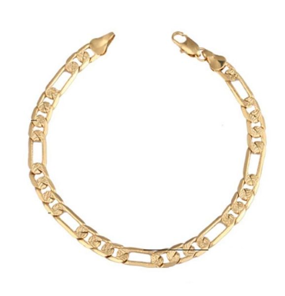 Bracciale a larghezza vuota da 8 mm per donne color oro, collegamento vintage unico gioielli a catena Figaro3197333
