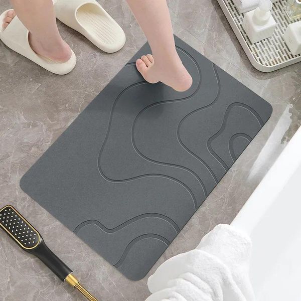Tapetes diatomáceos terra absorvente banheiro banheiro piso não deslizamento não lavável porta de cozinha de pé quadrado
