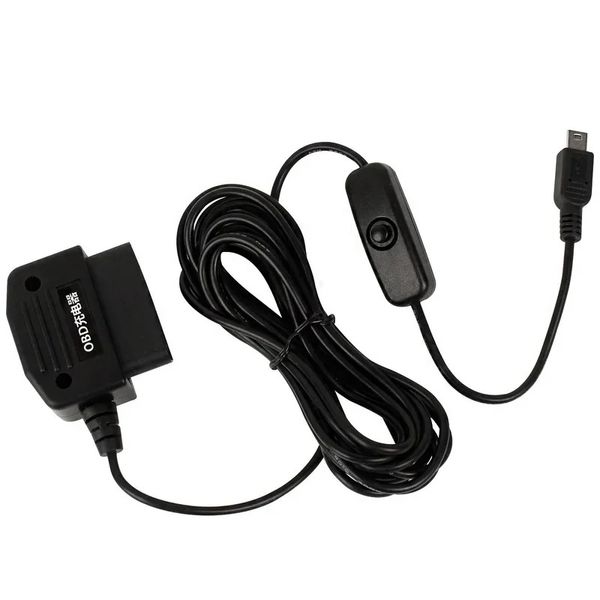 Saída 5V 2A Mini portas USB CARRO DE CARGRETO OBD Caixa de energia mais leve com linha de interruptor de 3,5 metros de cabo para carregamento de DVR