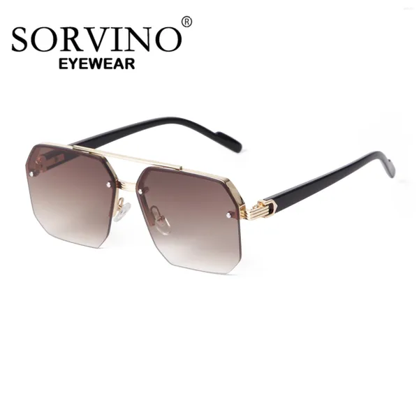 Sonnenbrille Sorvino Retro Double Bridge Halbrahmen Pilotquadrat Luxus Frauen modische Blau -Verlaufsbrillen Brillen Brillen