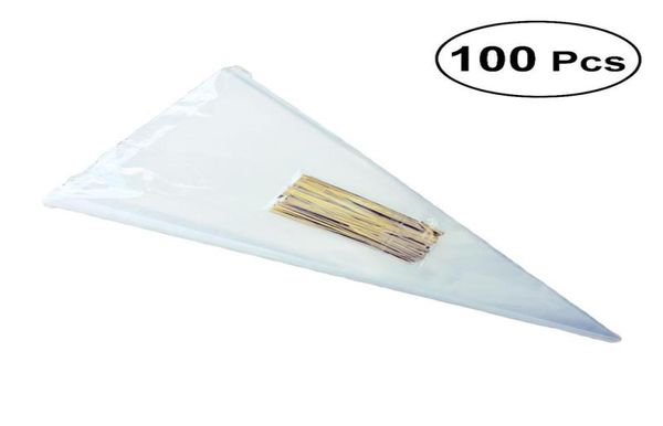 Geschenkverpackung 100pcslot DIY Hochzeitsgeburtstagsfeier Süßes Cellophan Clear Candy Cone Storage Bags Organza Beutel Dekorationsfabrik 9595124