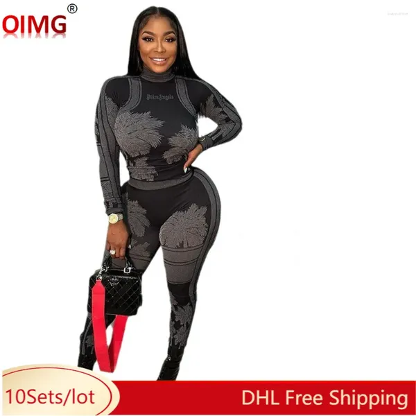 Calças de duas peças de duas peças 10 roupas de caça no atacado Women Sets XS Slave Longa Selta de Moleteira Leggings Casual Prind Tracksuits Roupas de fitness Roupas