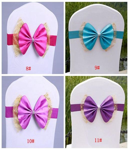 Bowknot Düğün Sandalyesi Kapak Kanatları Elastik Spandex Bow Sandalye Bantları Düğünler İçin Tokalı Banquet Party Dekorasyon Aksesuarları DB5034196