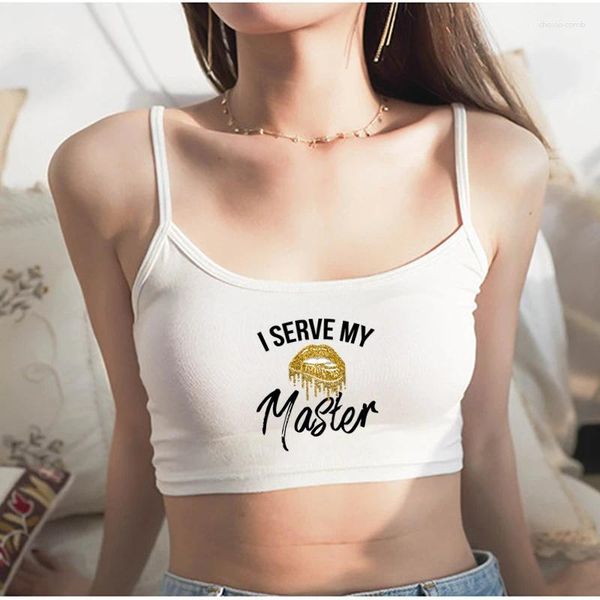 Frauentanks Ich serviere meinen Master Gold Lips Mode Summer Tops sexy nahtlose schöne ärmellose Tanktop Camis Rückenfreie Camisole Crop