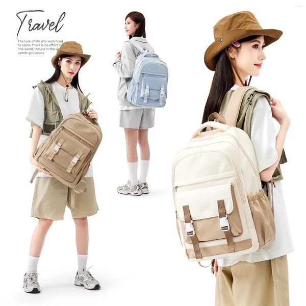Mochilas de sacolas escolares para estudantes de alta capacidade Mulheres de backpack Trendy Laptop Bag Girl Bookbag Viagem estética