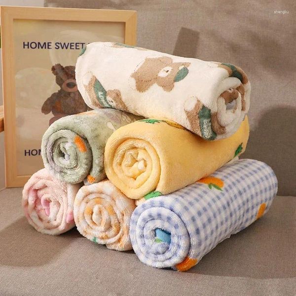 Decken 70 100 cm geborene Baby Swaddle Decke Musselin Feste Farbe Netter weicher gedruckter Wrap Schnell trocknend Badetuch für Jungen