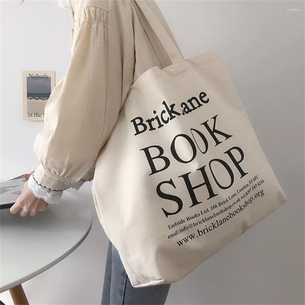 Sacchetti della spesa sacca da donna sacchetta del museo britannico stampare spalla di cotone eco semplice borsetta di libri di tote casual per ragazze