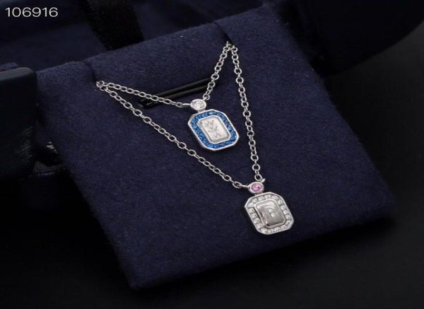 Высококачественное подвесное ожерелье S925 Серебряное серебряное серебряное серебро кристально квадратное духовное очарование для женских ювелирных изделий6903972