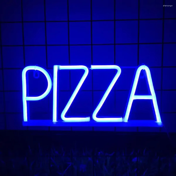 Lampade da tavolo Accessori per feste a LED Night Light Pizza Lettera neon Segno NEON Affermatura a sfondo di arte da parete gratuita per un