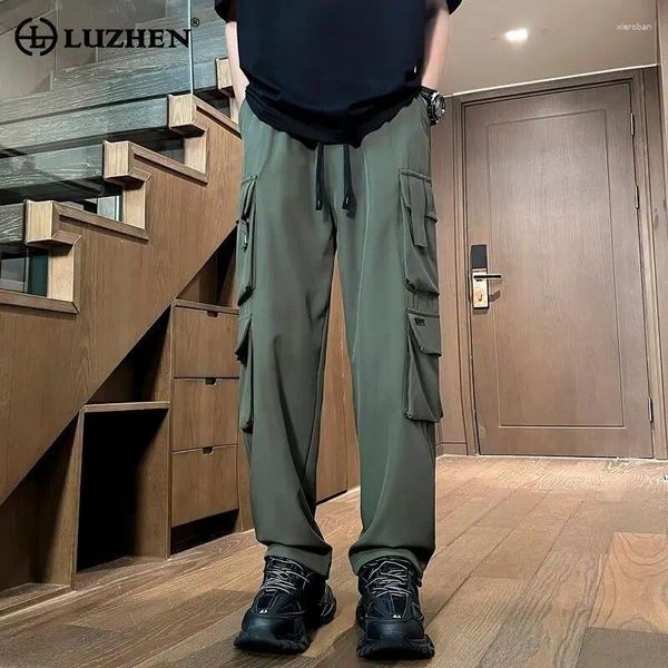 Мужские штаны Luzhen Multi Packing Patchwork Design Стильная прямая 2024 Spring Fashion красивые уличные корейские брюки LZ3165