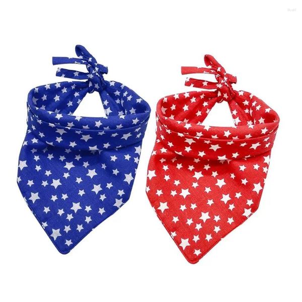 Hundebekleidung Haustier Bandana Lätzchen Schal waschbar gemütlich Baumwolle Rotblau Stern Druckpapler Kerchief Fliege Krawatte Pflegezubehör