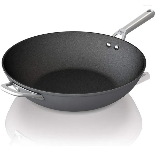 PANS C30928 Foodi Never Stitick Premium da 11 pollici WOK Wok Hard-ANODIZE DELA DURANTE OVE SICURO a 500 ° F grigio ardesia