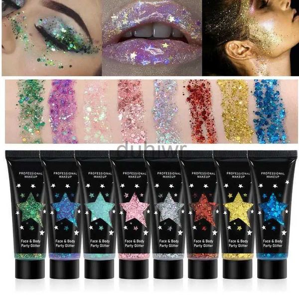 Corpo Glitter Glitter Liginas Líquido Glitter líquido Multifuncional olho de brilho Corpo Face Glitter Gel Eyeshadow Maghuup Chameleon Tube D240503