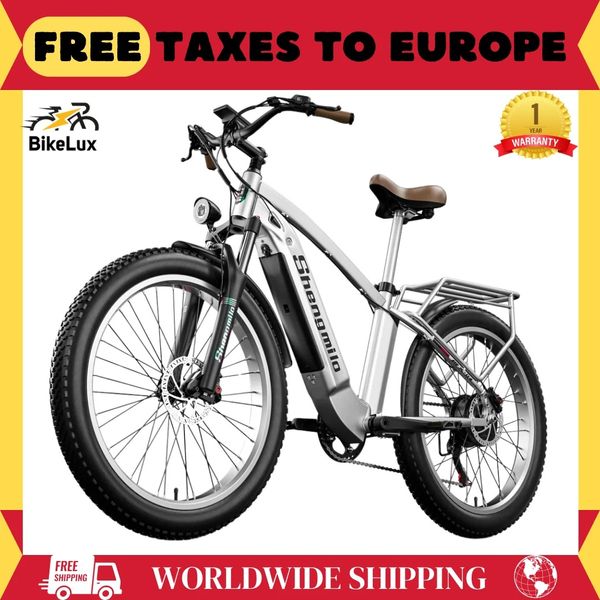 Bicicleta elétrica adulta shengmilo mx04 motocicleta 1000w Bafang Motor Fat Tire 48v15ah Retro Retro Ciclismo Bicicleta Homem Mountain Ebike Car