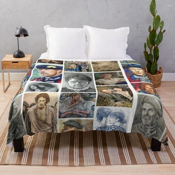 Coperte Outlander Collage di opere d'arte lancia coperta ponderata di lusso retrò