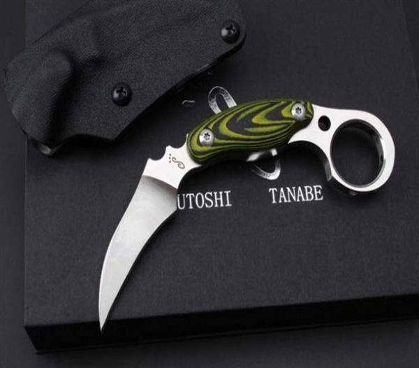 Japão Kazutoshi Tanabe Green Ghost D2 60HRC Tactical Camping Caça Sobrevivência Bolso Utilitário Militar EDC Presente Faca Homem Coleção8103396