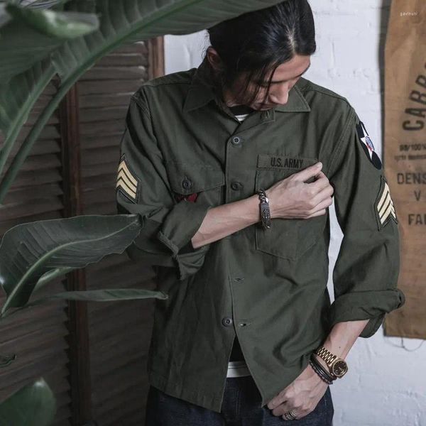 Camicie casual maschile non stock og-107 Vietnam War Shirt Long Shirt Cotton Satin Style Overshirt in stile militare