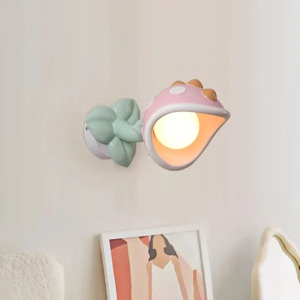 Lâmpadas de parede quarto infantil fofo led flor rosa lâmpada de boca grande e quente berçário garoto menina menina quarto de cabeceira luz