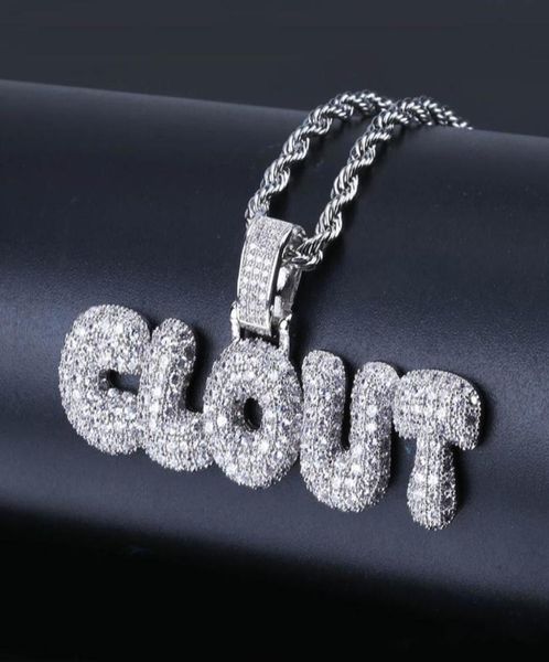 Colares de nome em inglês personalizados personalizados cartas de bolha de prata dourada Icegou as cadeias pendentes de alfabetismo CZ para homens homens hip hop ep7997832