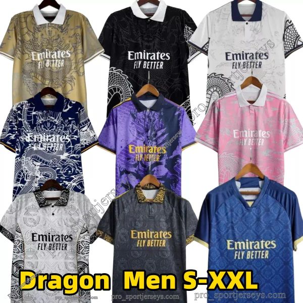 2024 Jerseys de futebol de dragão chinês Bellingham vini Jr Tchouameni Hot Sale 2023 2024 Camisa de futebol do Real Madrids Tailândia Camavinga Alaba Rodrygo Men Kit Uniforme