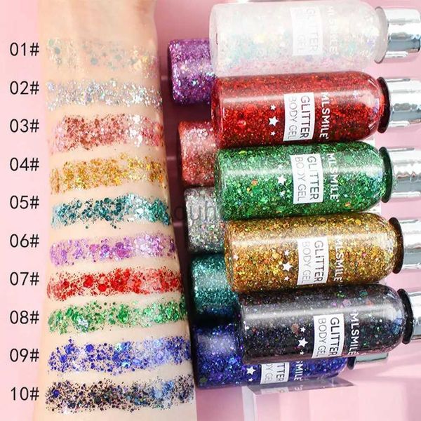 Body Glitter 30ml Gel Glitter für die Körper unregelmäßige Pailletten Holographische Glitzer Mehrzweck-Lidschatten Schimmer Flake Festival Face Body D240503