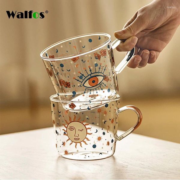 Бокалы вина Walfos 500 мл творческая шкала стеклянная кружка завтрак Mlik Coffe Cup Pare Pare Water Sun Eye Drinkware Wrinkware