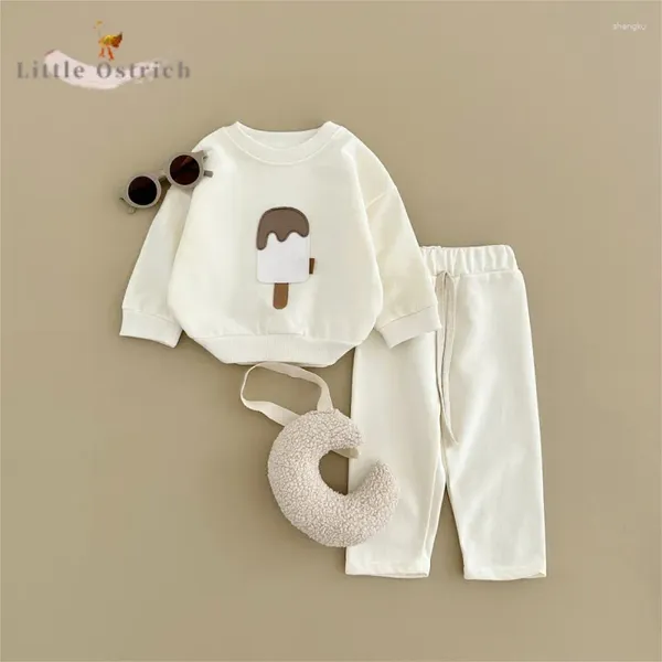 Roupas de roupas nascidas de menino de menino de algodão conjunto de moletom calça infantil infantil criança de manga longa pullover 9m-4y