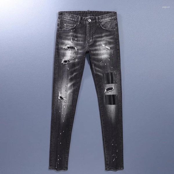 Herren Jeans Street Fashion Vintage Schwarzgraufarben gestrichen