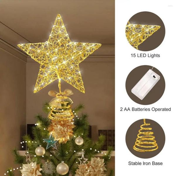 Decorazioni natalizie 20 cm Gold Top Top Star Star per ornamenti Anno domestico Decorazione per feste