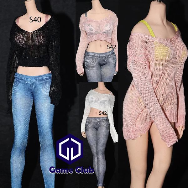 Customized 1/6 Skala Long/ Short Ultradünde Perspektive Pullover Top -Kleidermodell für 12 TBL PH Actionfigurin weibliche Körperpuppen 240417