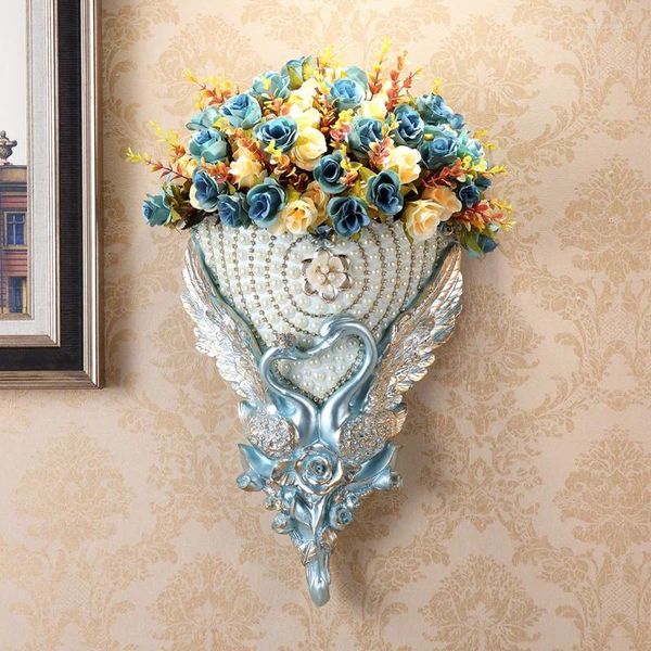 Vasi European Resina Diamond Swan Wall Impiccing Vase El Hall Decorazione murale Decorazione per la casa Sollievi Adeli