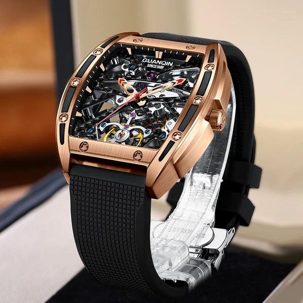 Orologi da polso Guanqin Orologi da uomo 2024 Top Men Mechanical Automatic Orologio per scheletro impermeabile Tourbillon