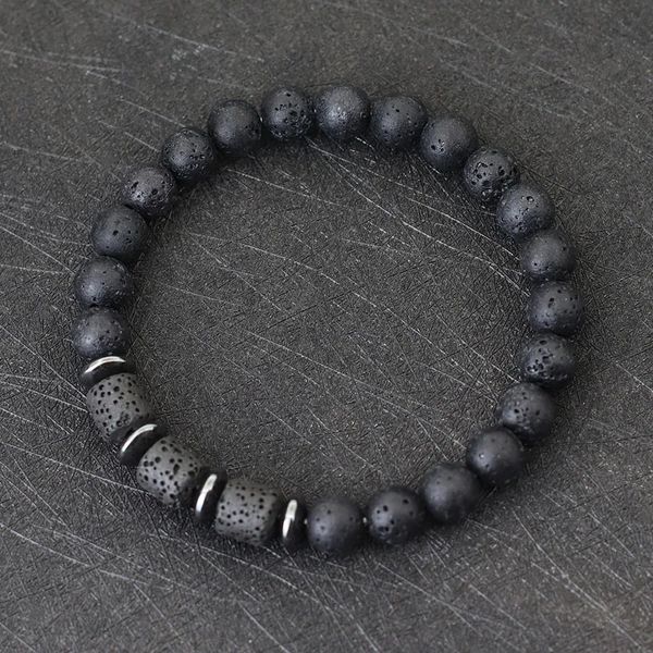 Nuovo Noter Men Bracciale Naturale Tiger Occhi di roccia vulcanica Dono del braclotto perline per lui Brasleta di guarigione ematite Pulsera Homme 240417