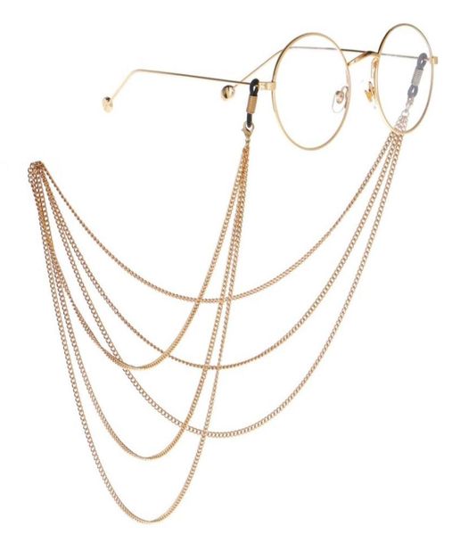 Модные солнцезащитные очки цепные цепочки Многослойные цепочки золотые и серебряные очки