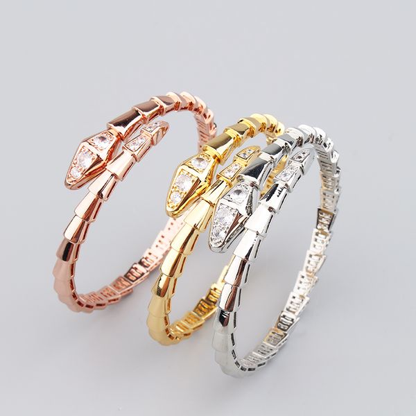 Moda Novo 18k Gold Fritillaria Snake Silver Banglet Bracelets for Women Filhe Ring Set Moda Unissex Designer de jóias Mulheres Juderaria Gift Wedding Cool