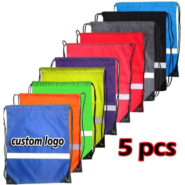 Einkaufstaschen 5pcs Customized Personalisierte Sicherheit reflektieren lässige Sportbasketball -Fußball -Taschen -Rucksäcke mit dem Druck mit Druck.
