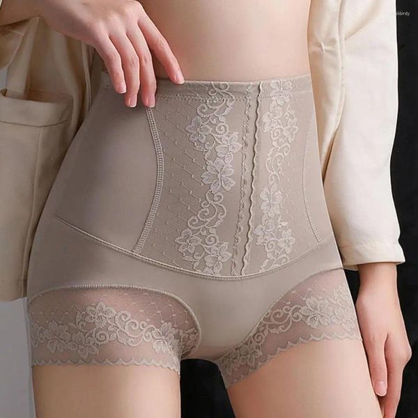 Frauenhöfen Feste Farbspitze Unterwäsche elegant gestickte Hohe Taille -Unterhose mit Bauchkontrolle Bulift Weich für Damen