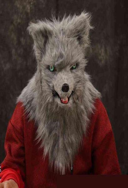 Halloween Wolf Dog Party Máscara Simulação Pur Hair Longo Animal Funny Christmas Cosplay Party Fox Lion Máscara pode ser reutilizada T2207278349857