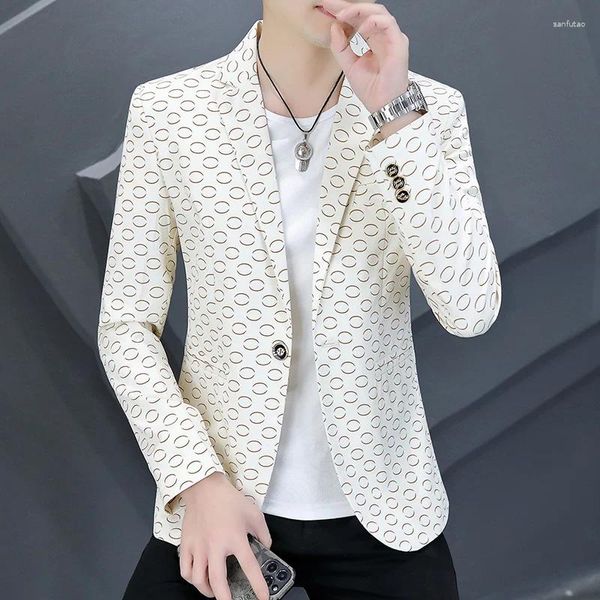 Abiti da uomo primaverilo blazer hombre stampa casual singolo bottone di lusso in stile coreano giacca di moda di qualità Terno Masculino M-3xl