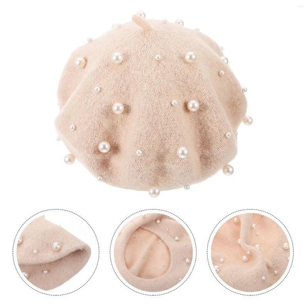 Berets Ladies Gift Idéias de trabalho pesado boina de luxuosos Cashmere Pearl Women's