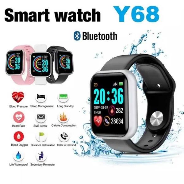 IH82 Kol saatleri y68 Yetişkin Akıllı Bluetooth Fitness Tracker Spor Kalp Hızı Monitör Android IOS D240430 için Kan Basıncı Akıllı Bilezik