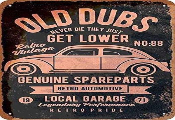 Dubs antigos peças de reposição genuínas vw fundo preto vintage letra de metal para decoração de parede de café em casa 8x12 polegadas 3518821